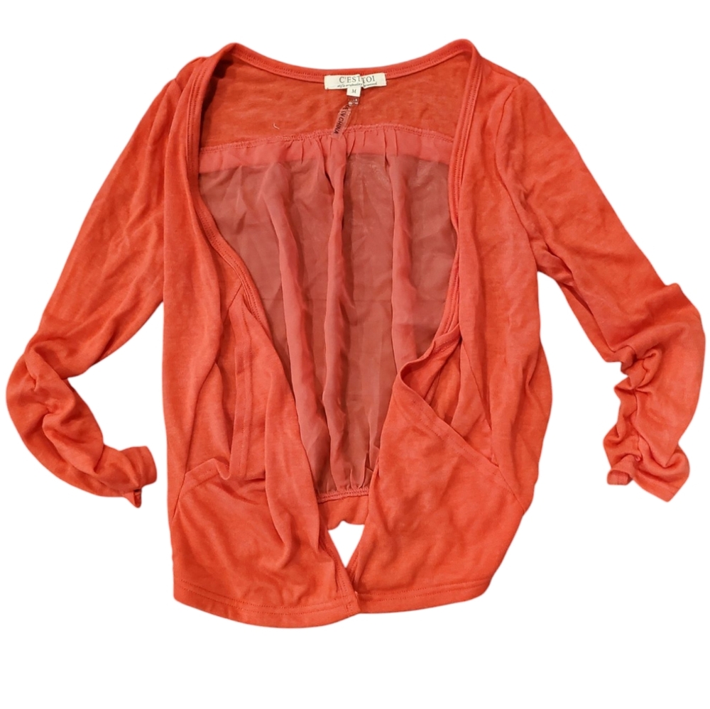 NWOT C'EST TOI - Coral Open Front Cardigan MEDIUM